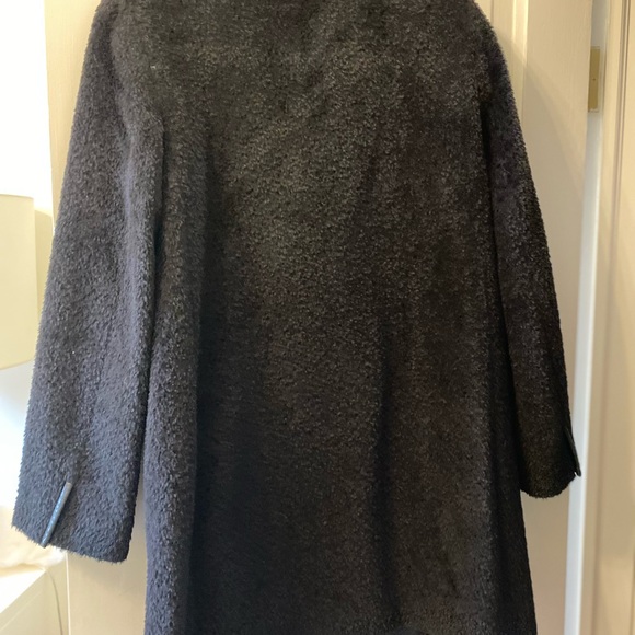 EILEEN FISHER Suri Alpaca Coat w/ Leather Trim - Picture 4 of 5